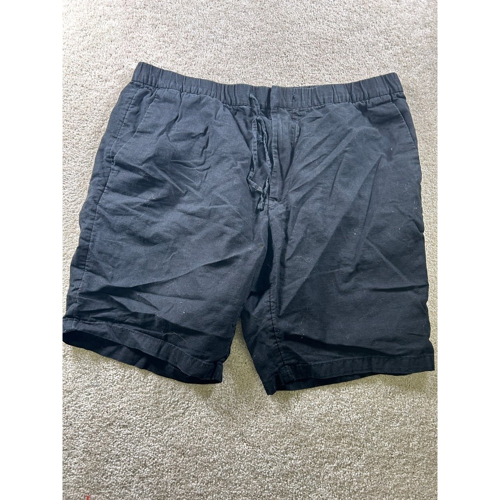 H&M Women's‎ Black Relaxed Fit Shorts Size 38R Linen Cotton Blend